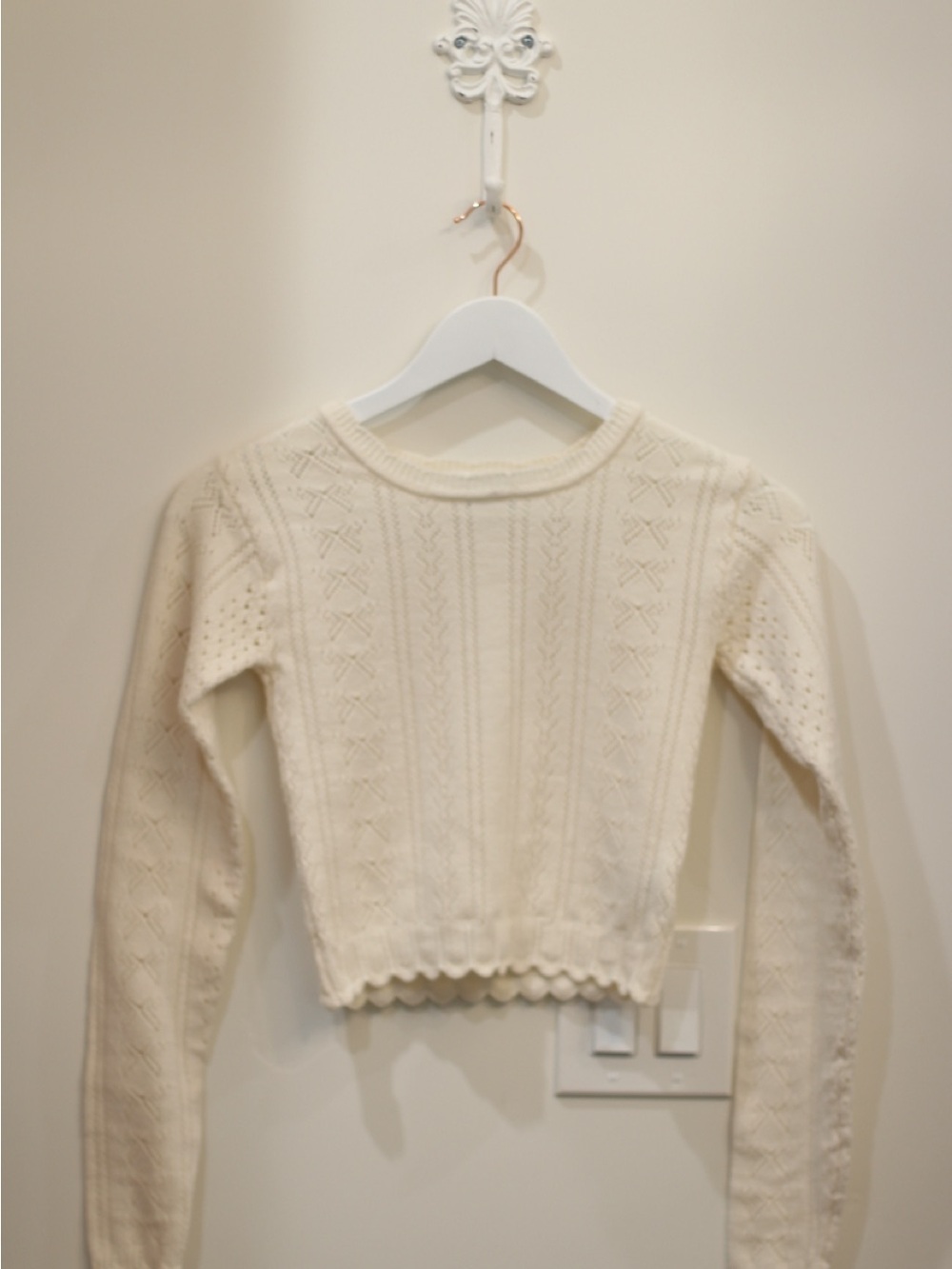 Self Esteem Ivory Eyelet Knit Sweater